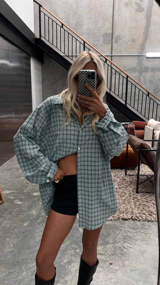 Oversized shirt - Blue Plaid