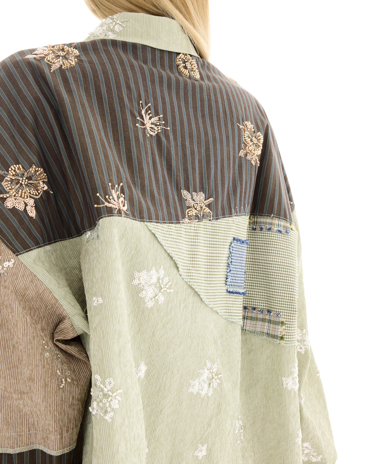 The Tales - Embellished Stripe Patchwork Shirt