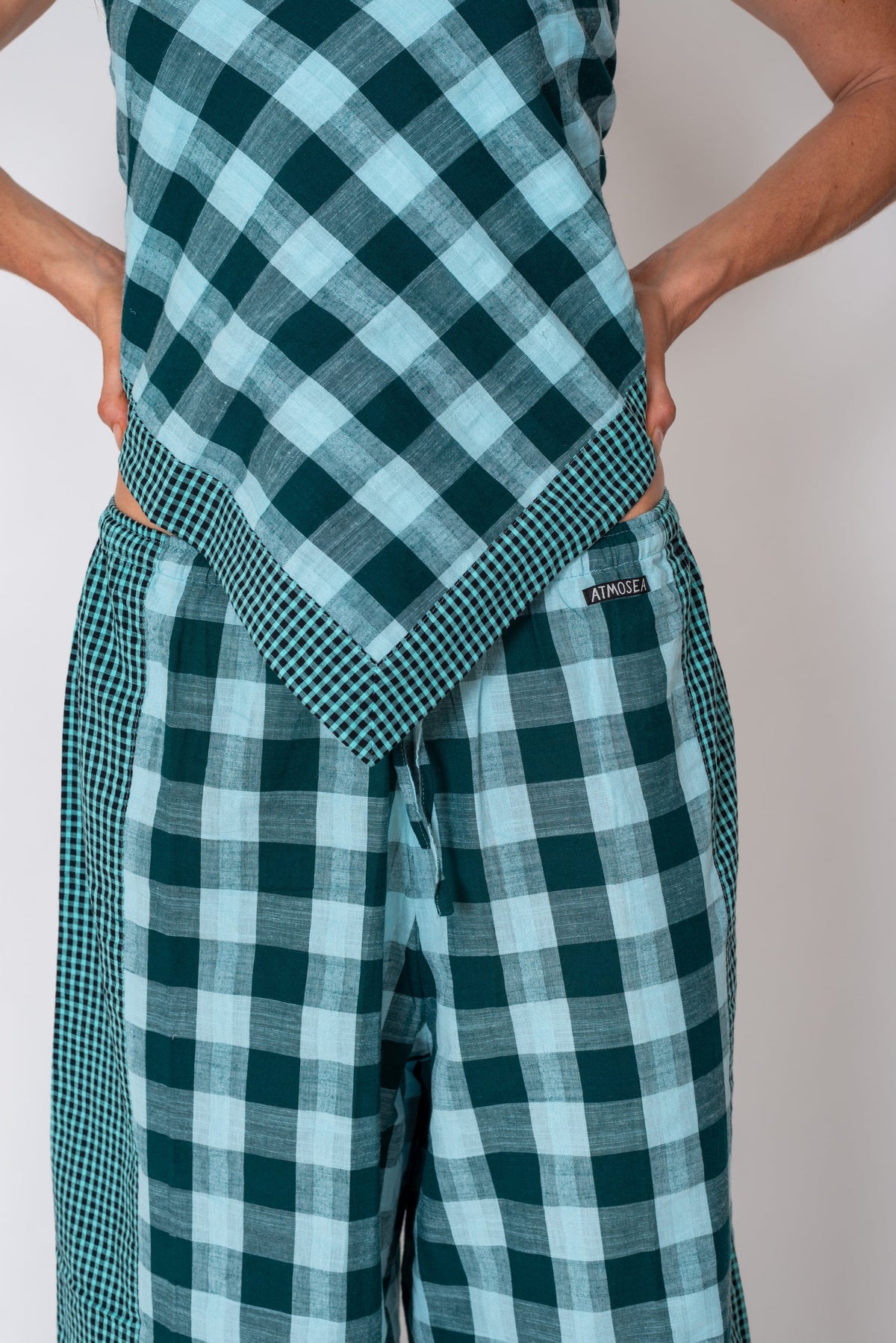 Atmosea - Patchwork Scarf in Turquoise Check