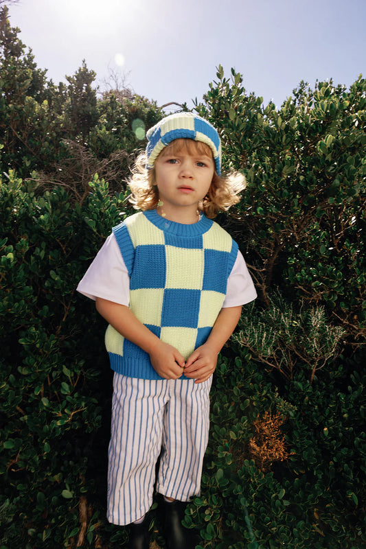 Sunday Siblings - Nonno Vest | Blue + Lime