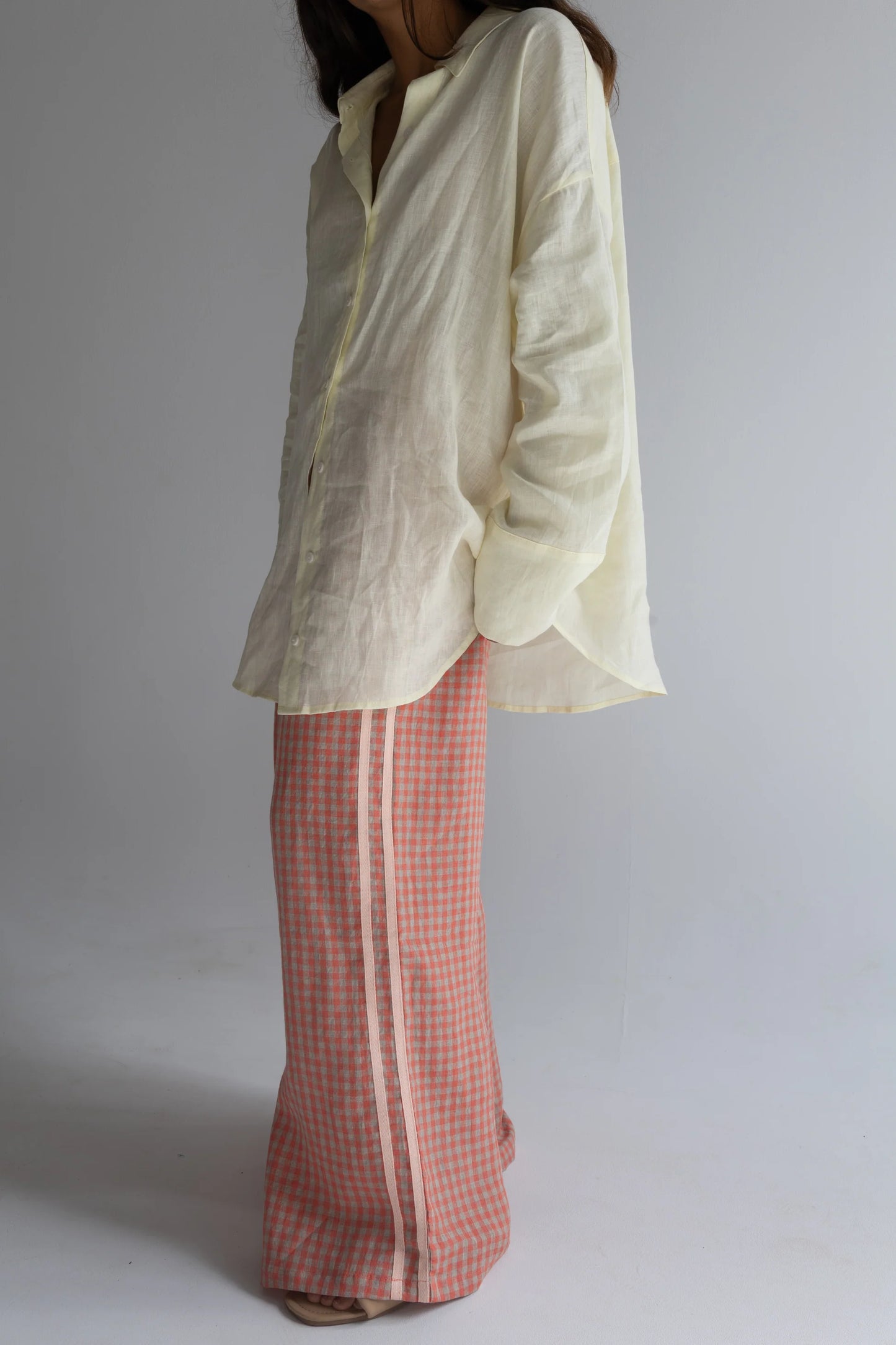 Locolinen - Peach Check Pant