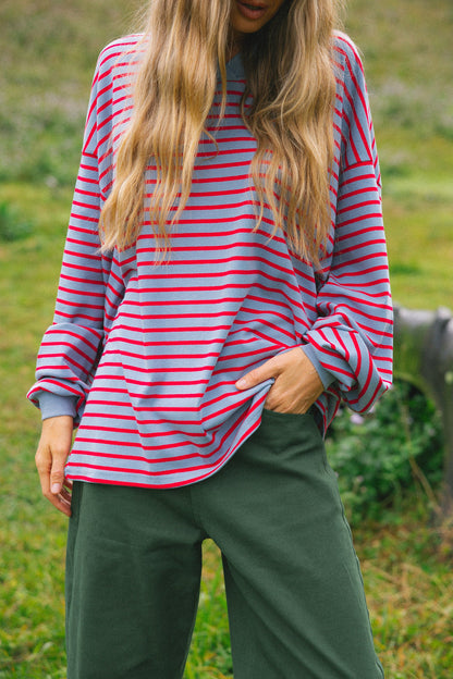 Cracker Day Club - Nautical Long Sleeve Tee - Cherry
