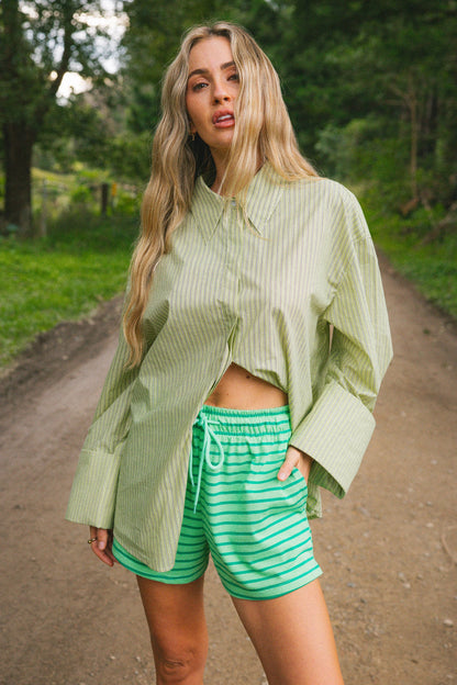Cracker Day Club -  Electric Stripe Shirt - Lime