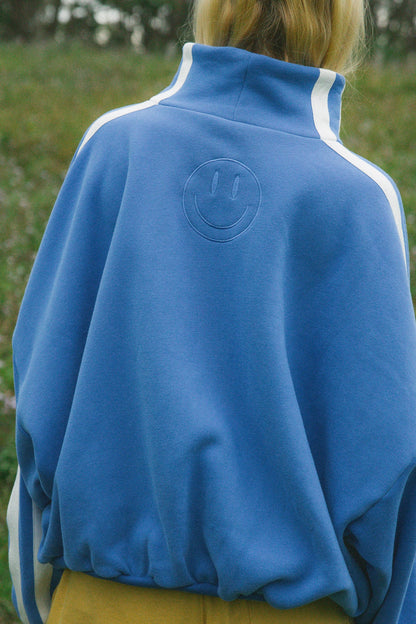 Cracker Day Club - Cloud Sunburst Funnel Neck Sweater - Blue