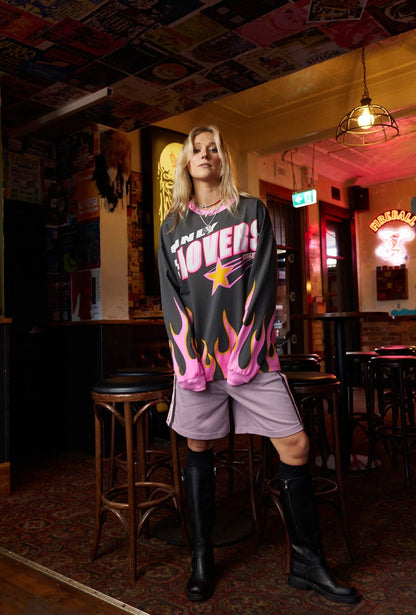 Only Lovers Left - Moto Long Sleeve Tee - Charcoal