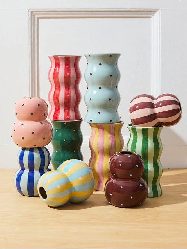 Jones & Co - Palma Blue Brown spotty Vase