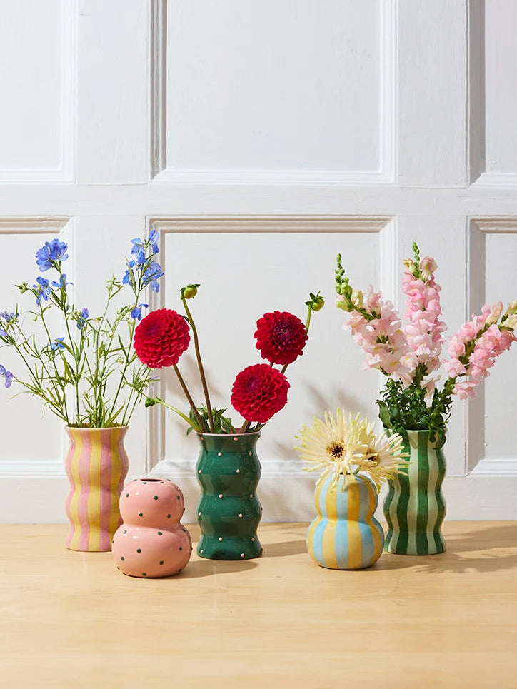 Jones & Co - Fonda Yellow and Blue Stripe Vase