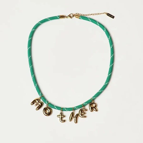 Bonne Mere - Mother Bubble Cord Necklace - Green/Gold