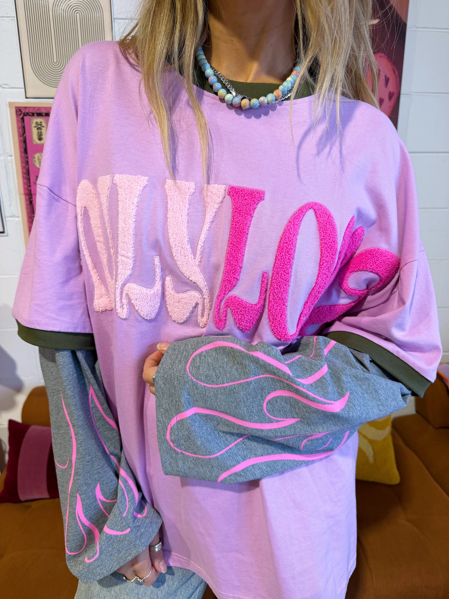 Only Lovers Left - Love Sick Layered Tee Wisteria