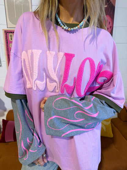Only Lovers Left - Love Sick Layered Tee Wisteria
