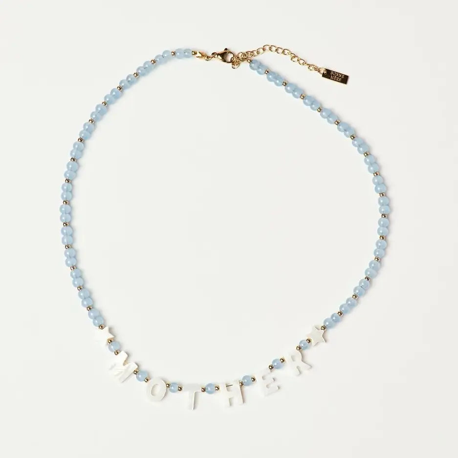 Bonne Mere - Mother beaded necklace - Pale blue