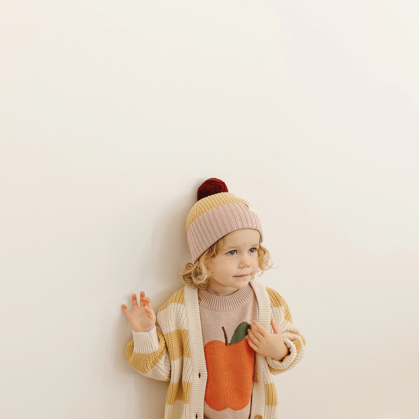 The Rest - Organic Cotton Chunky Colour Block Beanie - Plum Honey Bubblegum