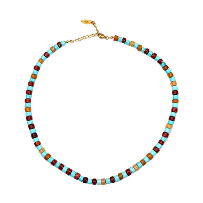 Turquoise and Red Aventurine Beaded Necklace