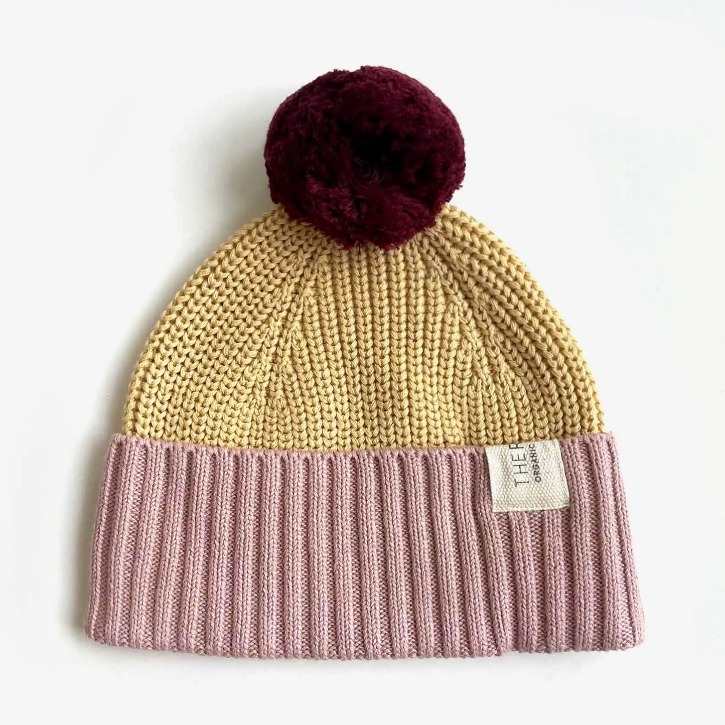 The Rest - Organic Cotton Chunky Colour Block Beanie - Plum Honey Bubblegum