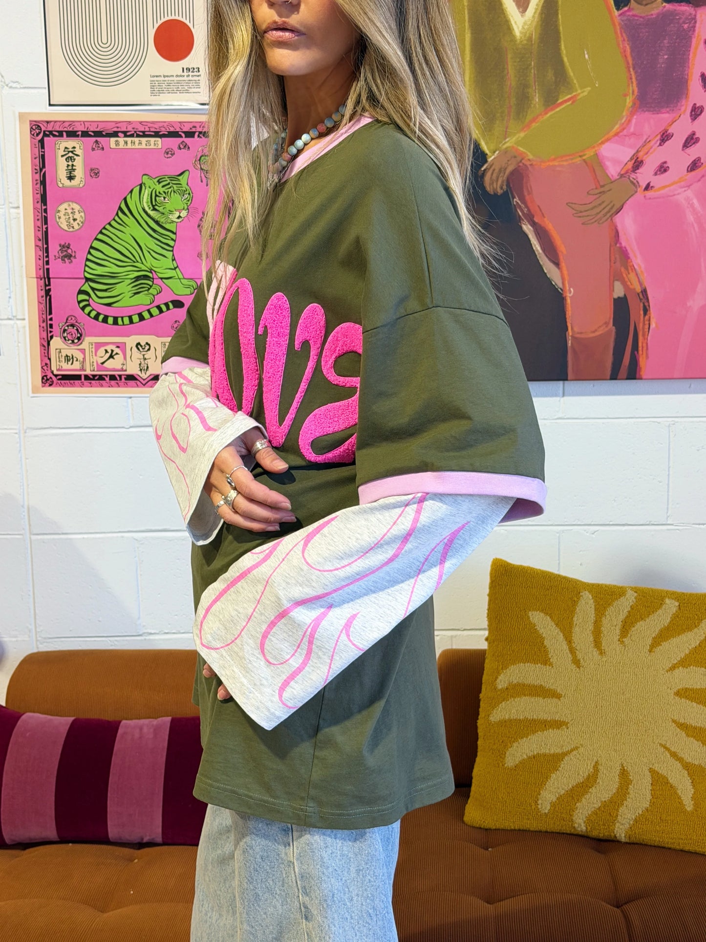 Only lovers left - Love Sick Layered Tee - Kahki