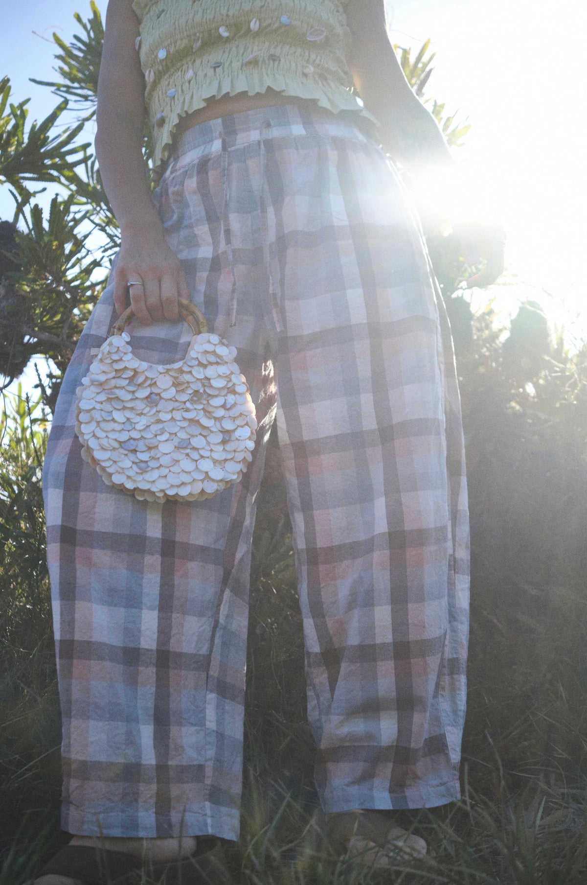 Sollen Co - Goldie Barrel Leg Pant in sunset check