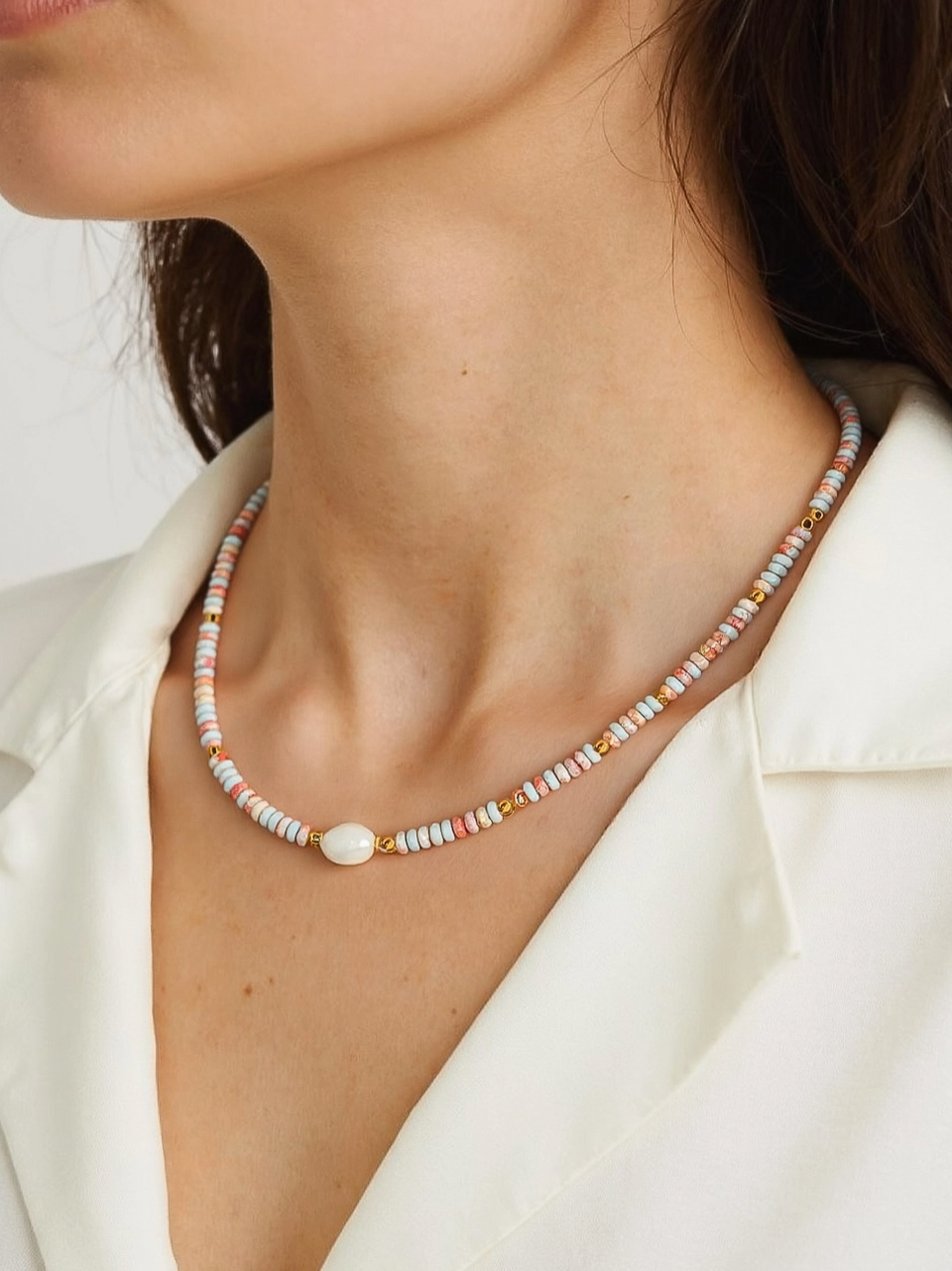 Boho Beaded Pearl Necklace Non-Tarnish