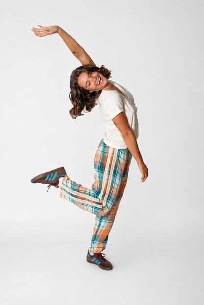 Atmosea - Rozzie Elastic Waist Pant in Citrus/ Teal Check