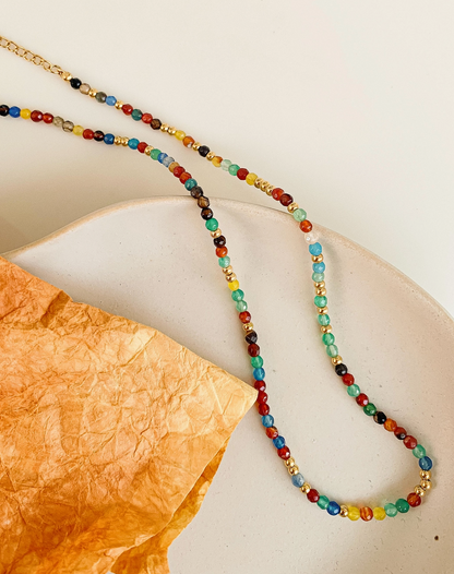 Estelle 18K Gold Non-Tarnish Beaded Multi Colour Necklace