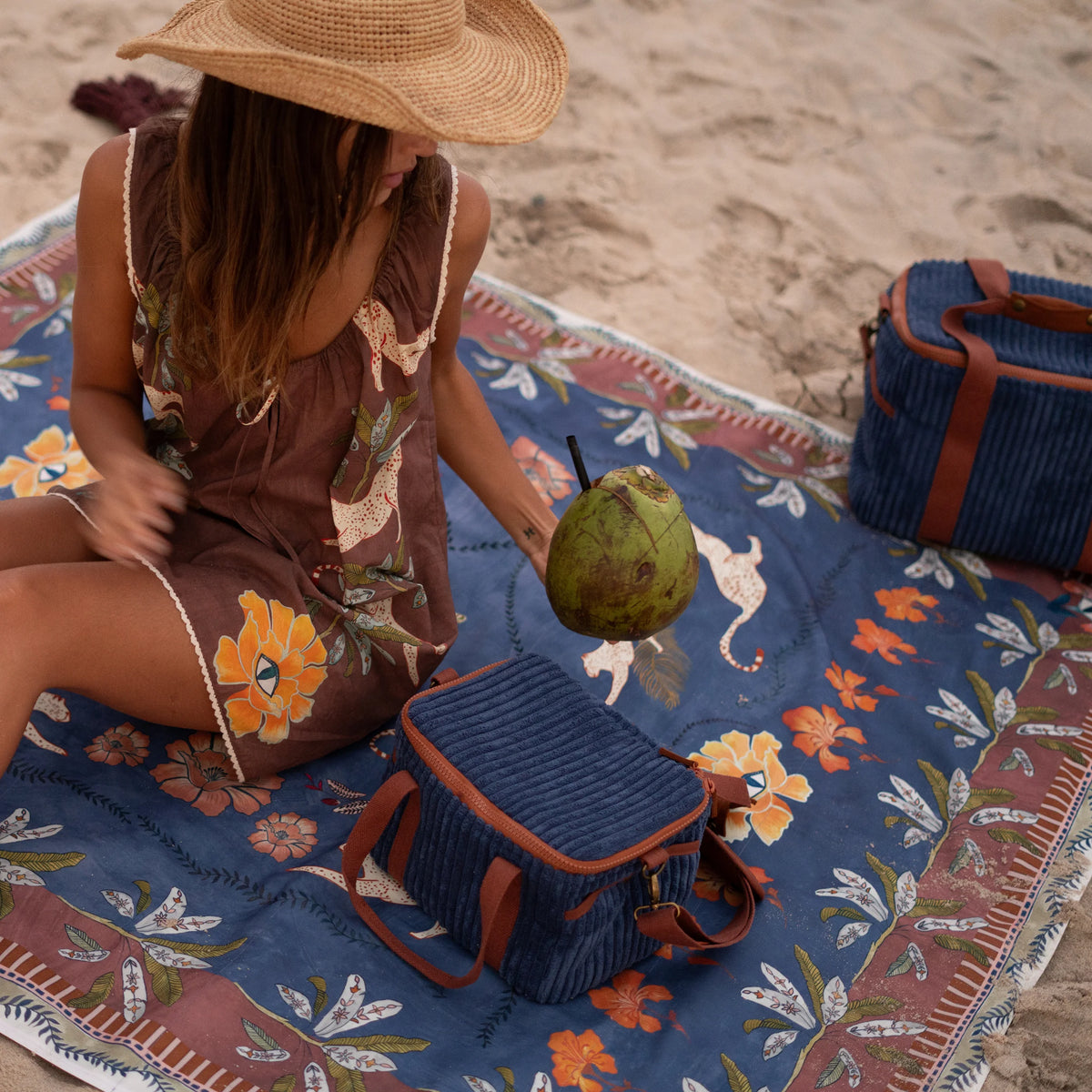 Wandering Folk - Eye of the Jungle Picnic Rug - Lagoon