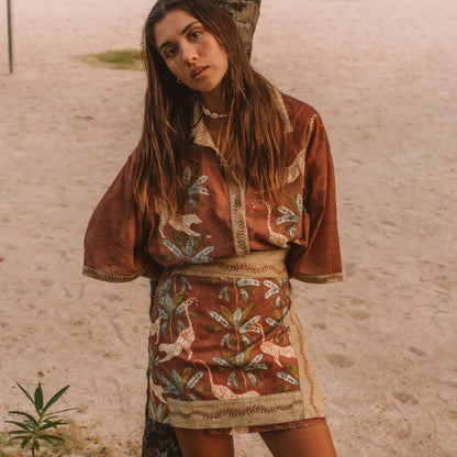 Wandering Folk - Eye of the Jungle Wrap Skirt - Hazel