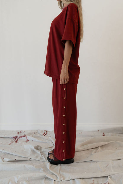 Hall Store - Bobbi Pant Heart Snap Merlot