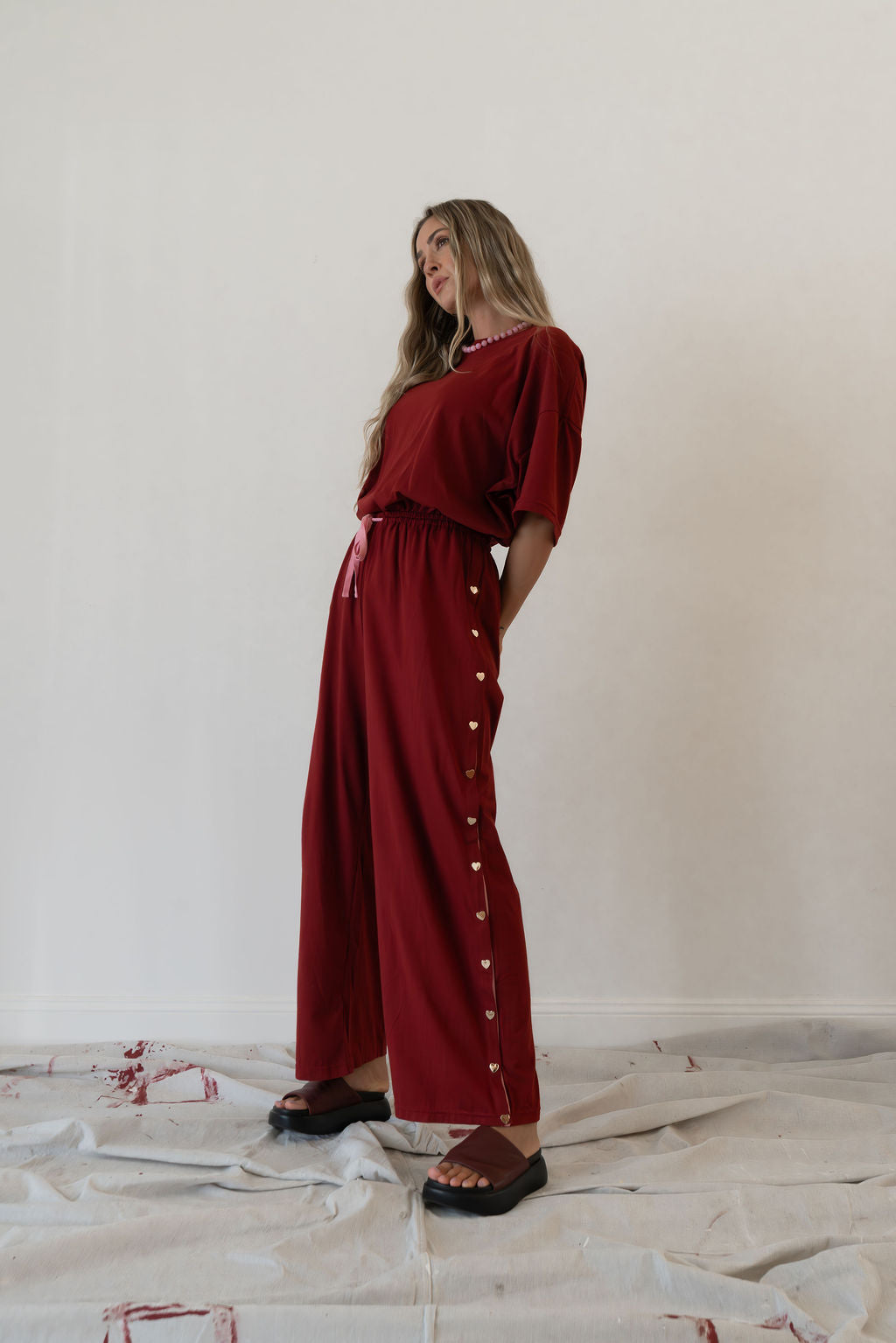 Hall Store - Bobbi Pant Heart Snap Merlot