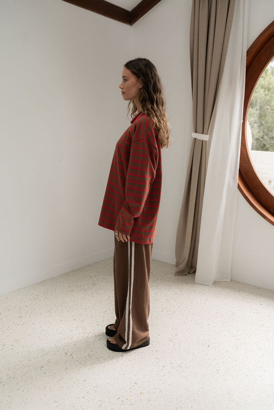 Andi Long Sleeve | Stripe Red/Brown
