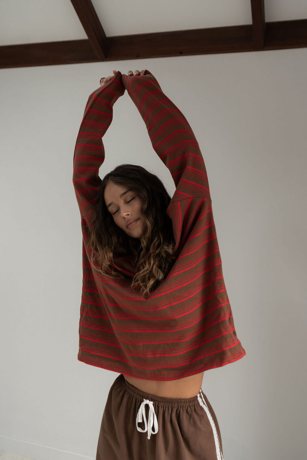 Andi Long Sleeve | Stripe Red/Brown