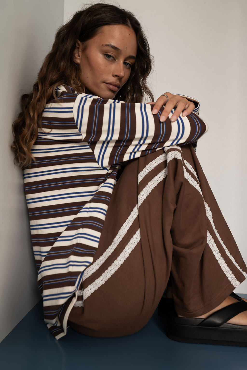 Andi Long Sleeve | Stripe Blue/Brown