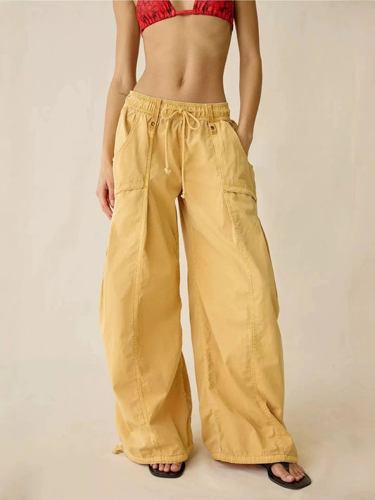 Denim Cargo Pants - Lemon Yellow