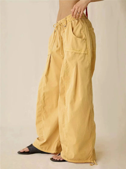 Denim Cargo Pants - Lemon Yellow