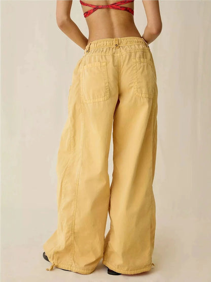 Denim Cargo Pants - Lemon Yellow