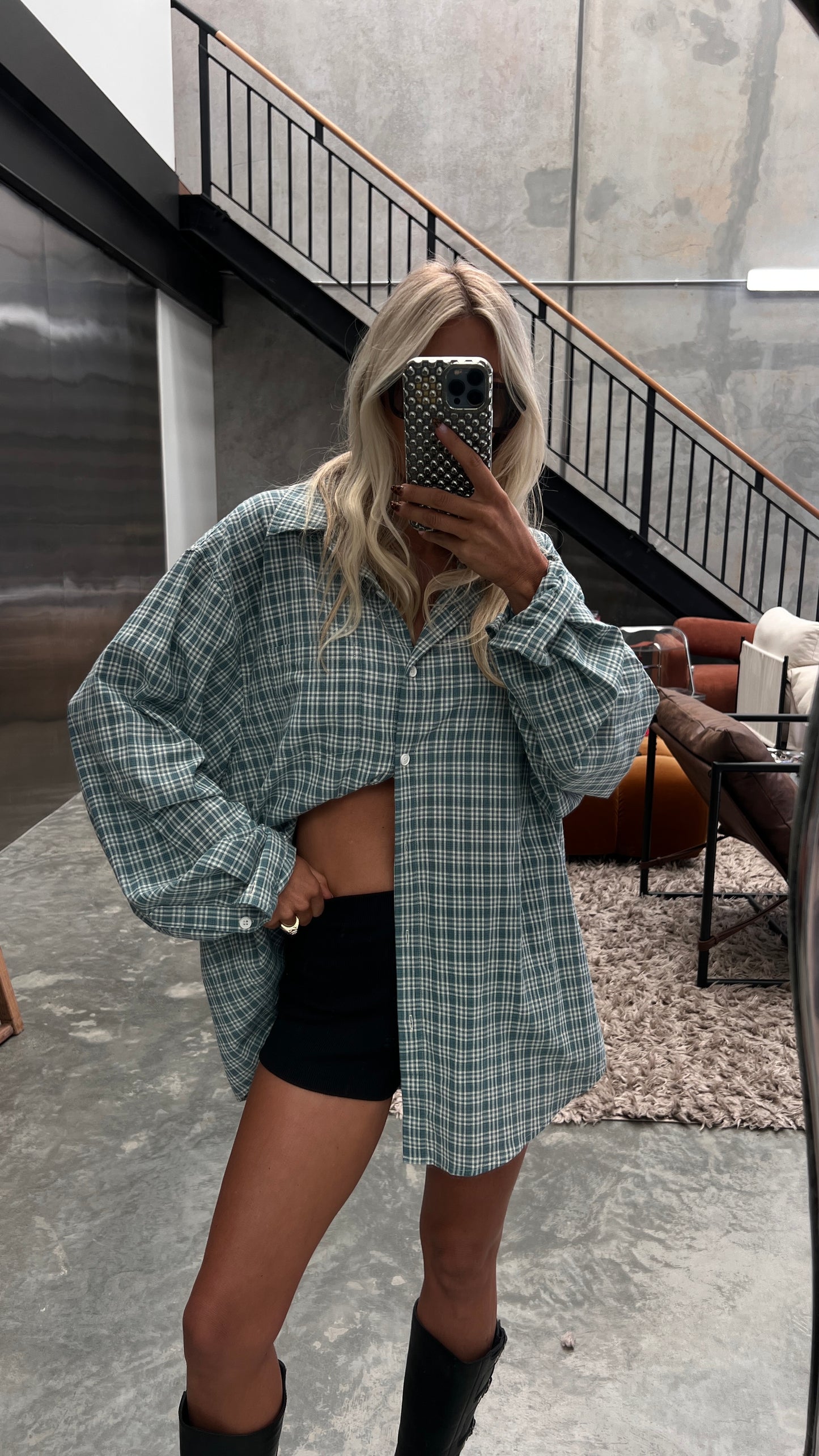 Oversized shirt - Blue Plaid