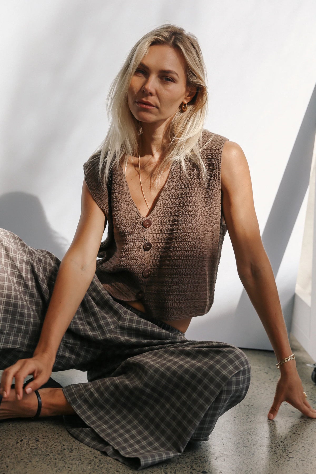 The Bare Road - Scarlett Crochet Vest Chocolate
