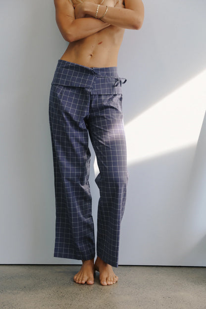 The Bare Road - Mika Fold Pant Indigo Plaid