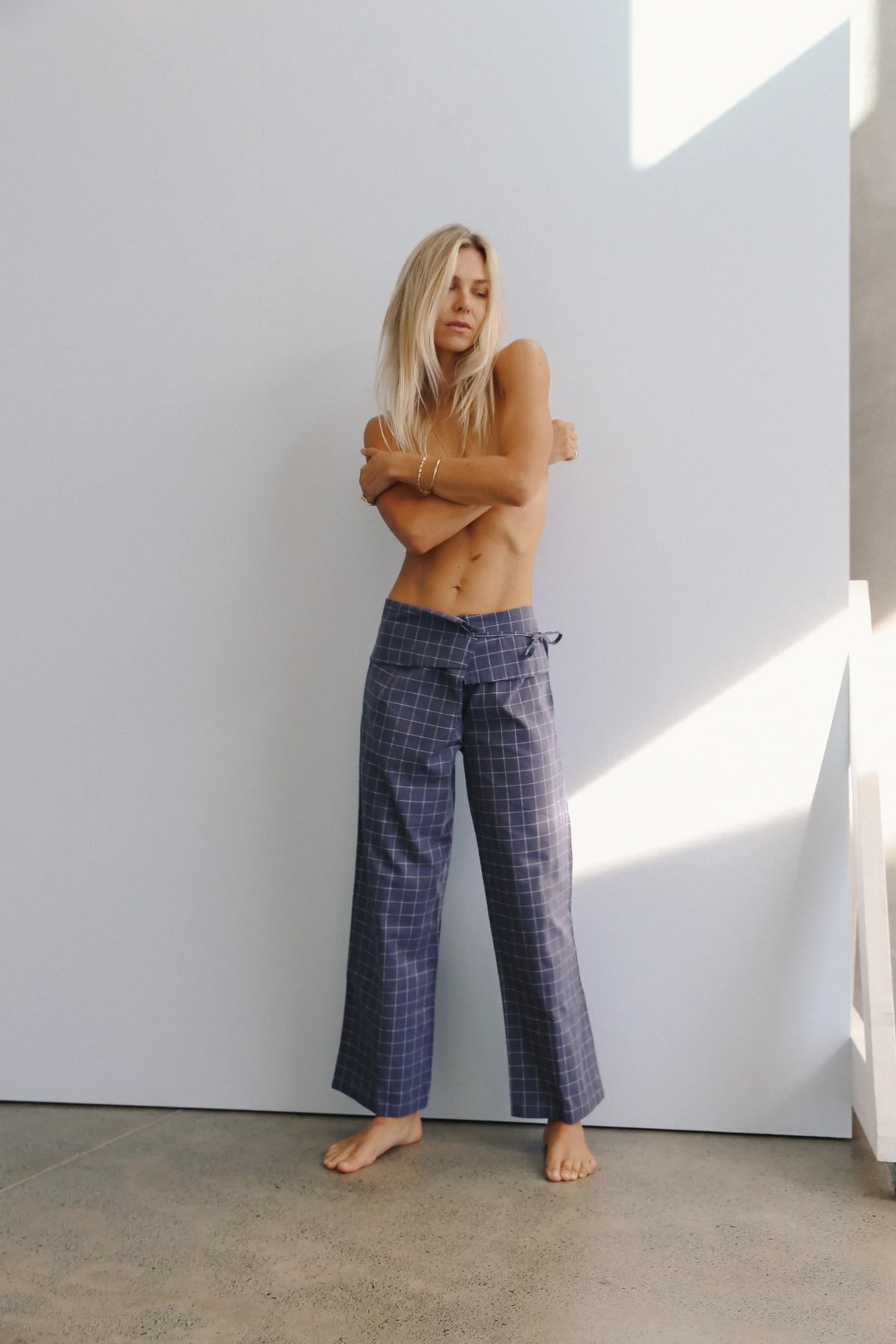 The Bare Road - Mika Fold Pant Indigo Plaid