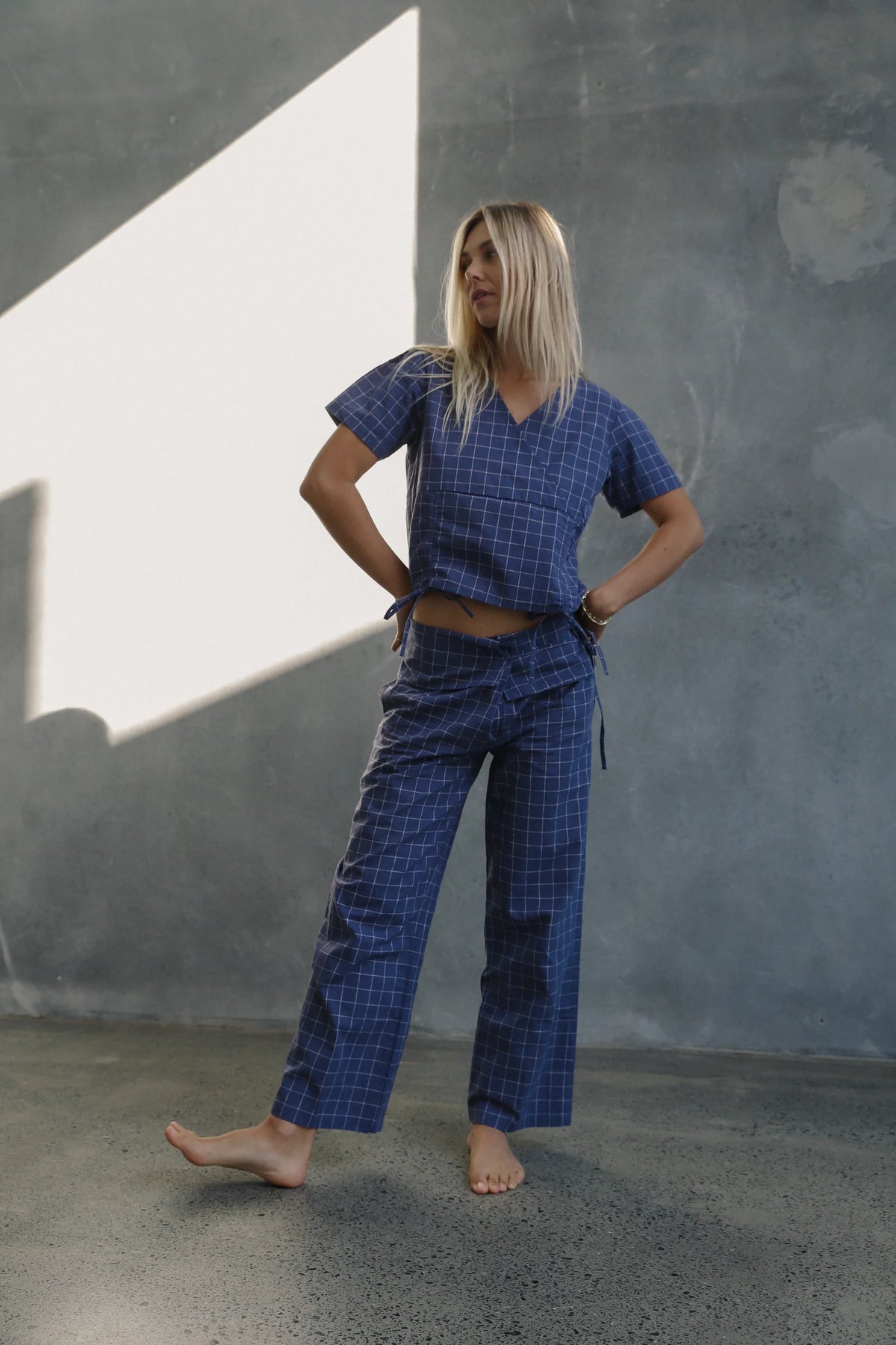 The Bare Road - Mika Fold Pant Indigo Plaid
