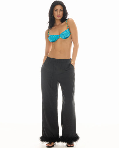 The Tales - Frida Feather Trim Floral Pants