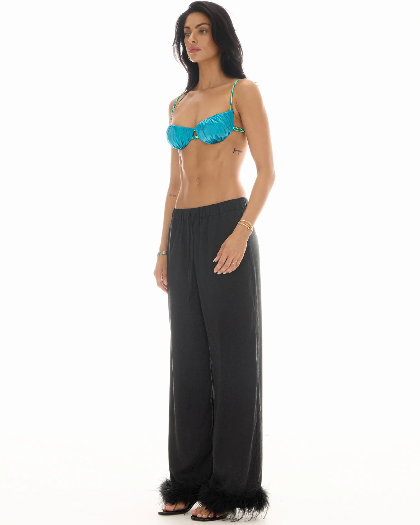 The Tales - Frida Feather Trim Floral Pants
