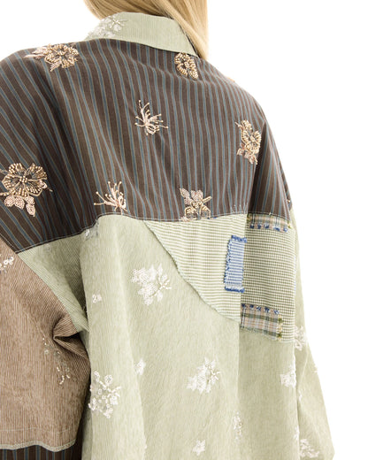 The Tales - Embellished Stripe Patchwork Shirt