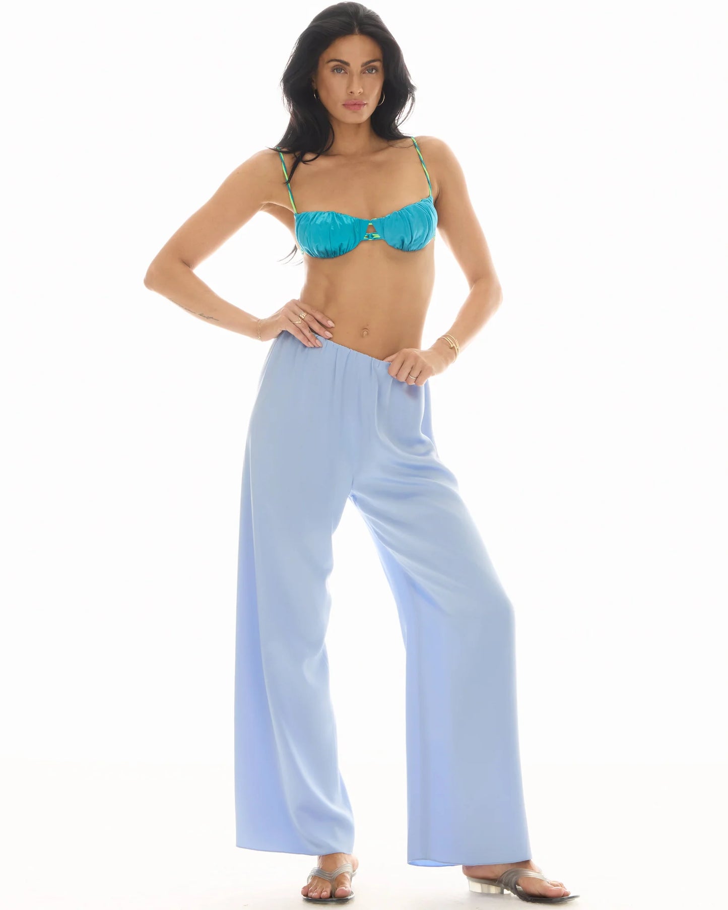 Waterfall Waist Satin Pants