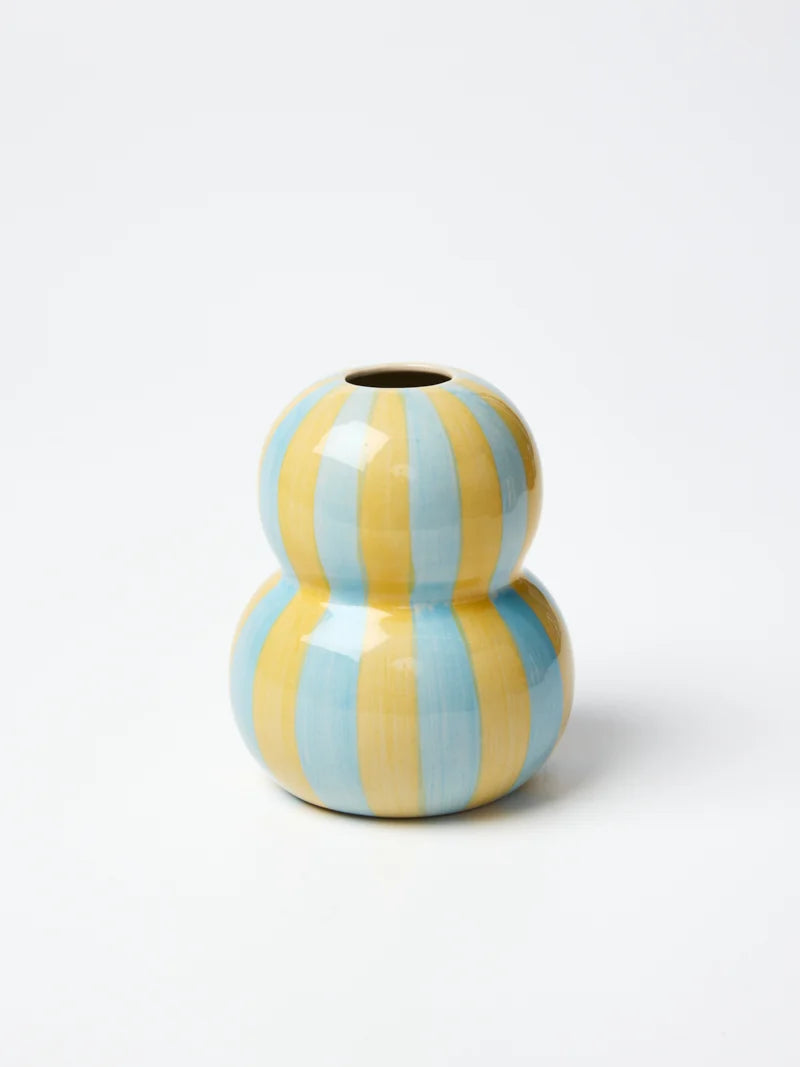 Jones & Co - Fonda Yellow and Blue Stripe Vase