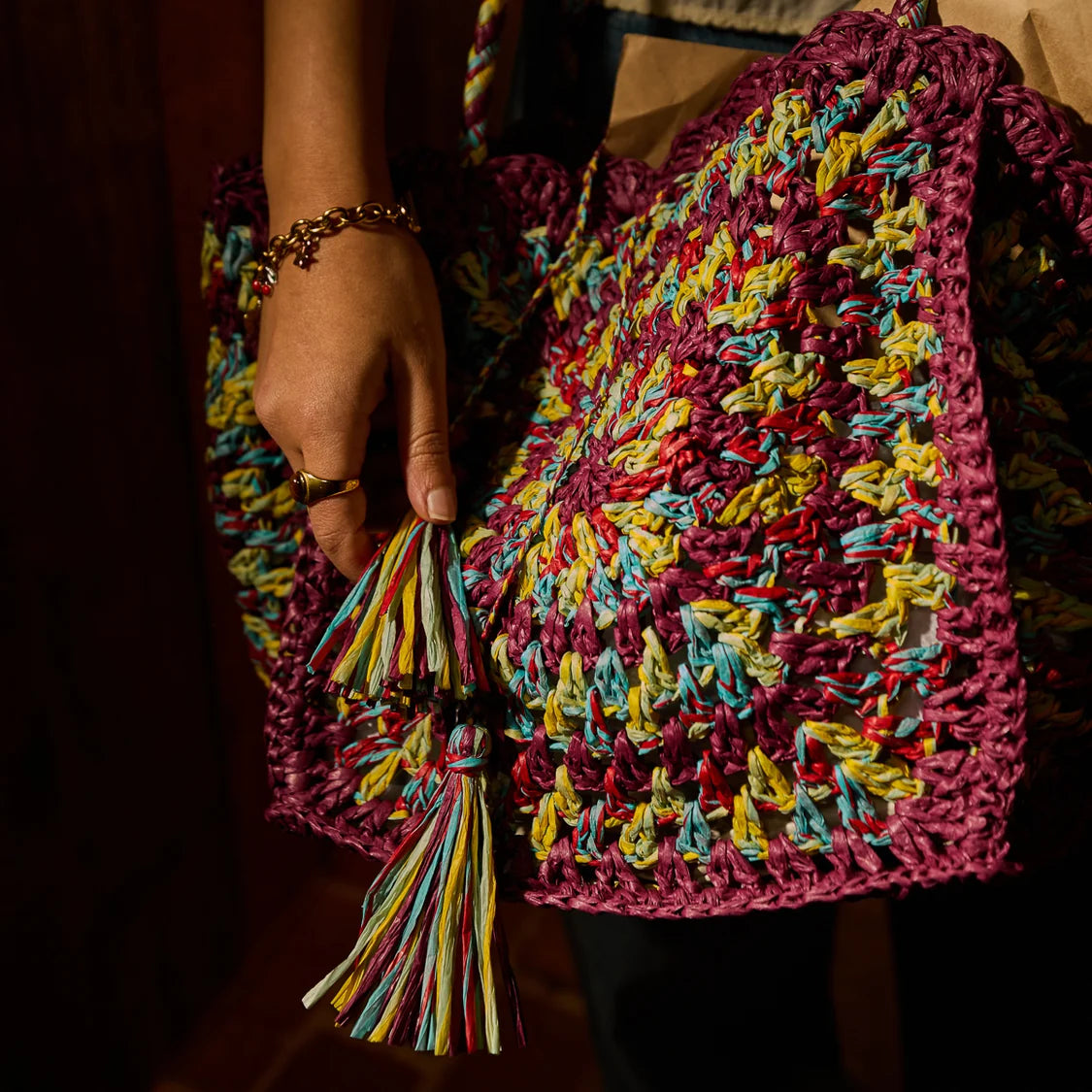 Sage & Clare - Solara Raffia Bag - Burnt Cherry