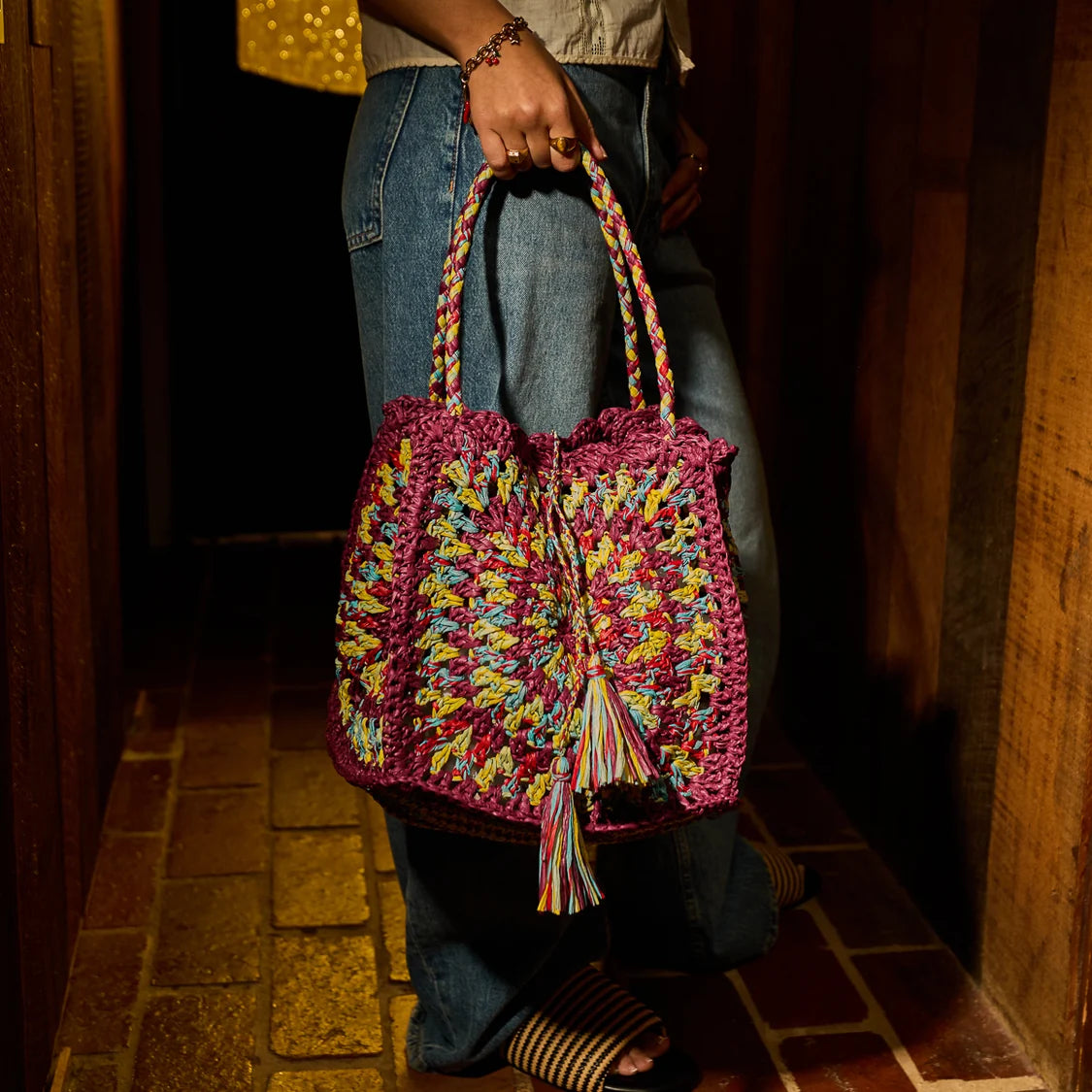 Sage & Clare - Solara Raffia Bag - Burnt Cherry