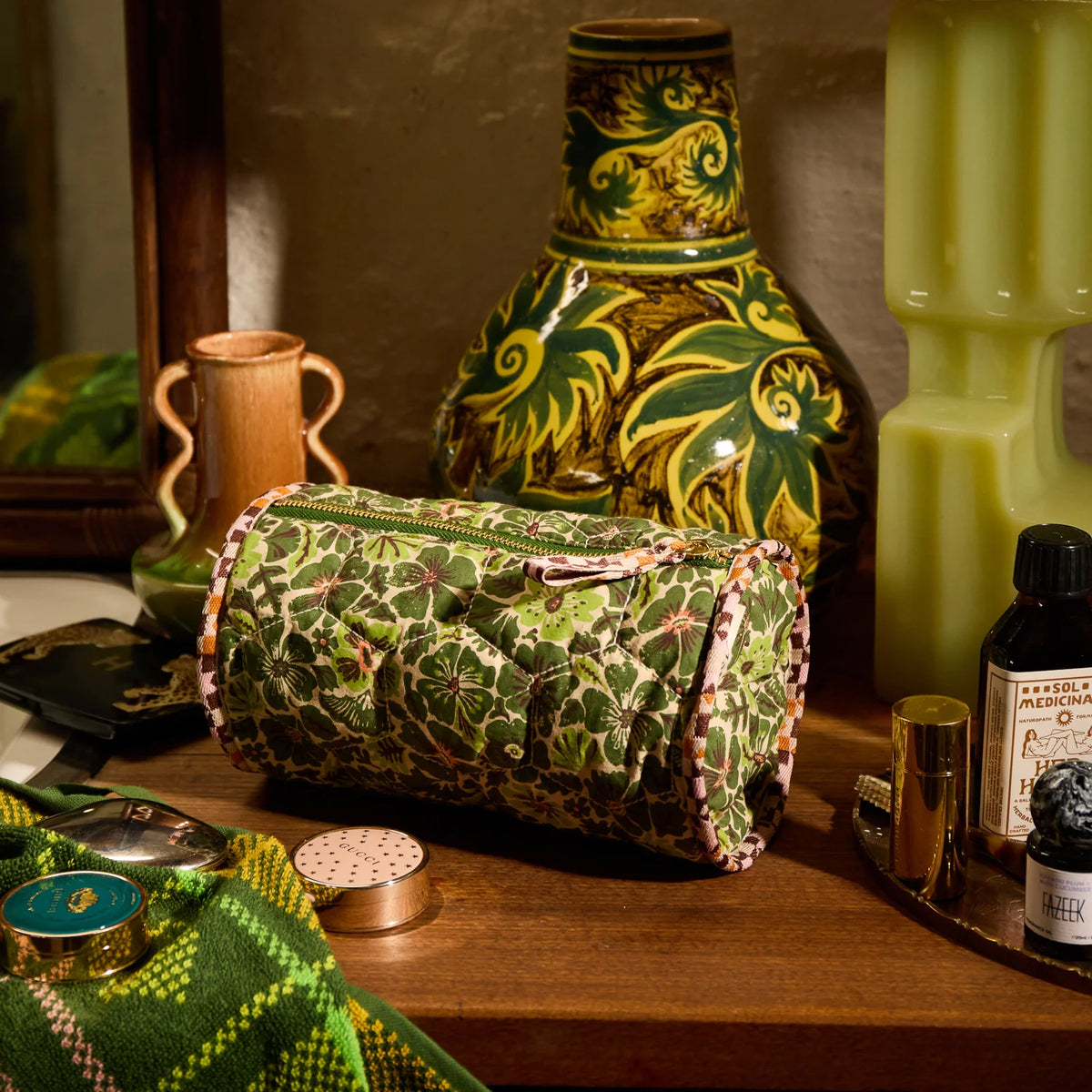 Sage & Clare - Magnolia Makeup Bag - Cactus Green