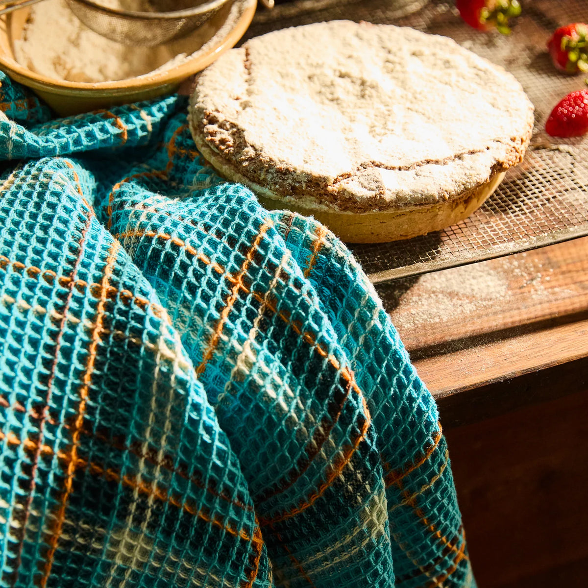 Sage & Clare - Frances Waffle Tea Towel - Turquoise