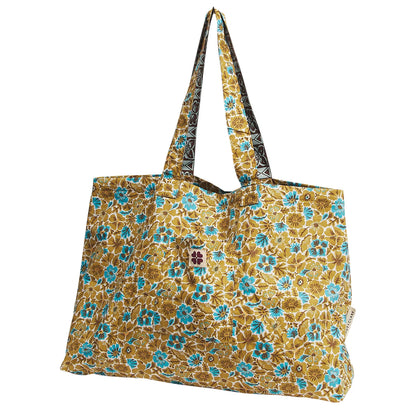 Sage & Clare - Magnolia Reversible Cotton Tote Bag - Turquoise