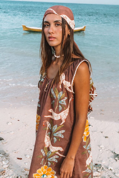 Wandering Folk - Eye of the Jungle Mini Dress - Dune