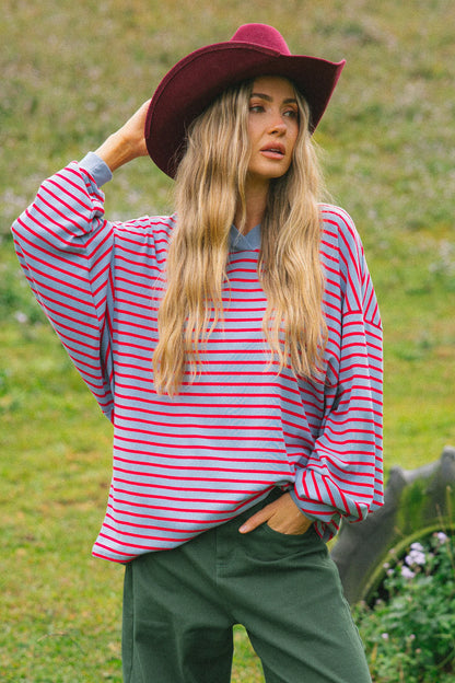 Cracker Day Club - Nautical Long Sleeve Tee - Cherry